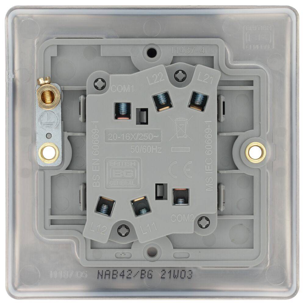 Nexus Metal Antique Brass 2G Light Switch NAB42 - The Switch Depot