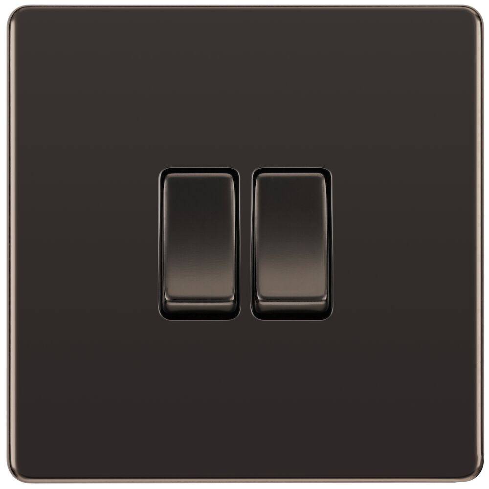 BG Screwless Black Nickel 2G Light Switch FBN42 - The Switch Depot