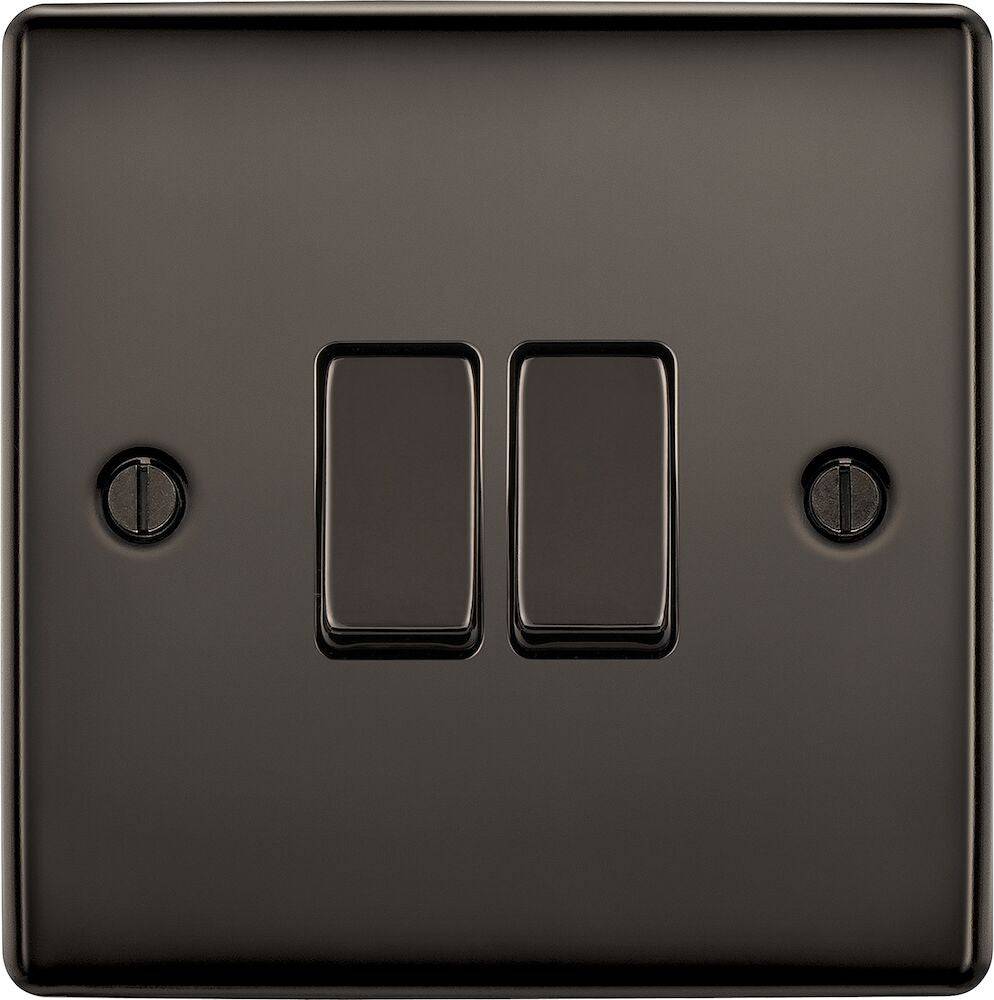 Nexus Metal Black Nickel 2G Light Switch NBN42 - The Switch Depot