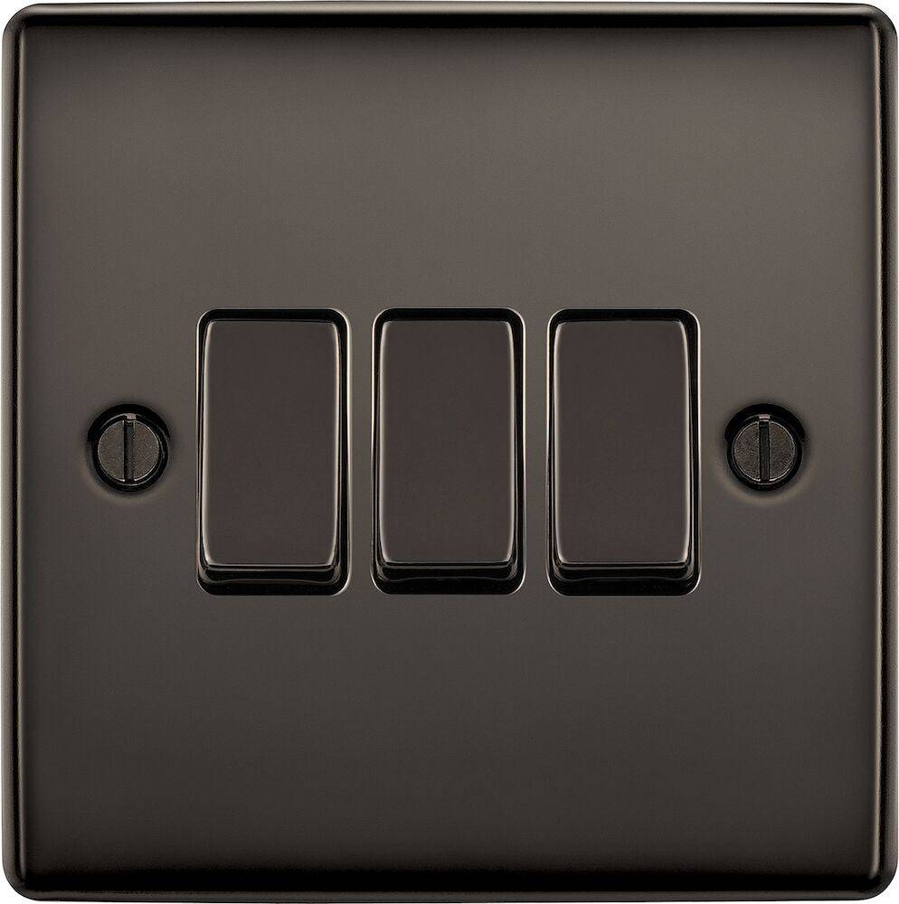 Nexus Metal Black Nickel 3G Light Switch NBN43 - The Switch Depot