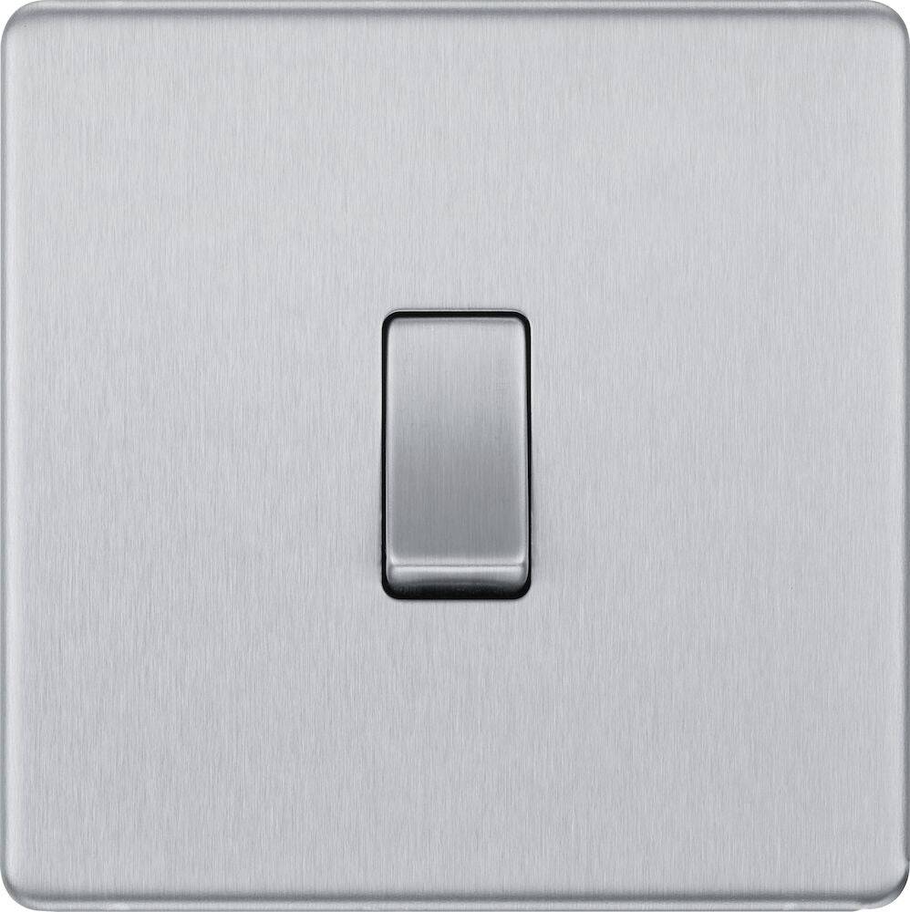 BG Screwless Brushed Steel 1G Light Switch FBS12 - The Switch Depot