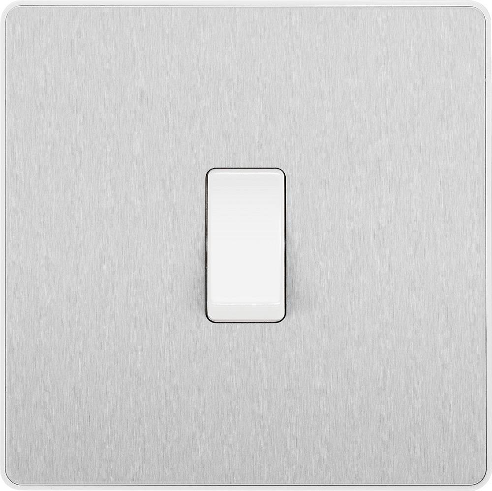 Evolve Polycarbonate Brushed Steel 1G Light Switch PCDBS12W - The Switch Depot