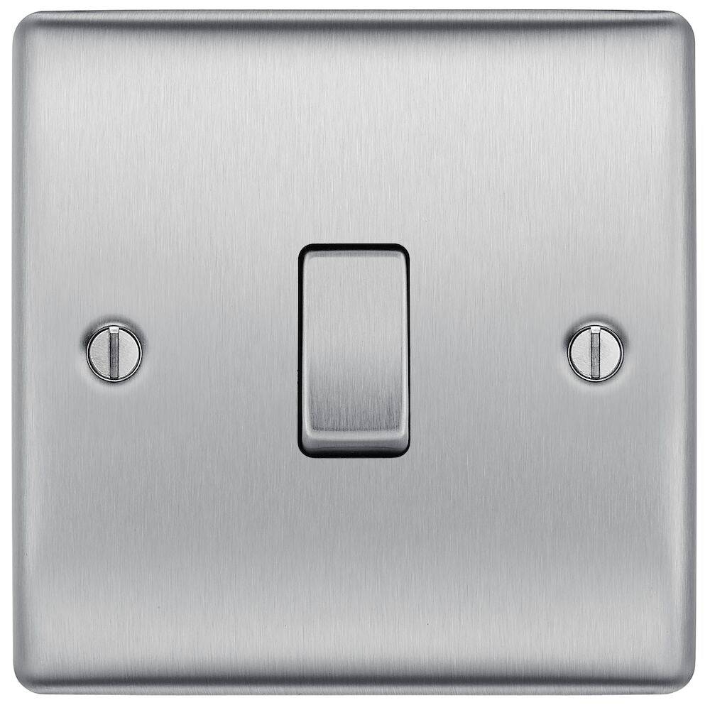 Nexus Metal Brushed Steel 1G Light Switch NBS12 - The Switch Depot