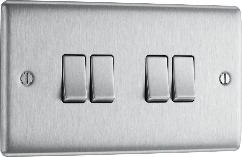 Nexus Metal Brushed Steel 4G Light Switch NBS44 - The Switch Depot
