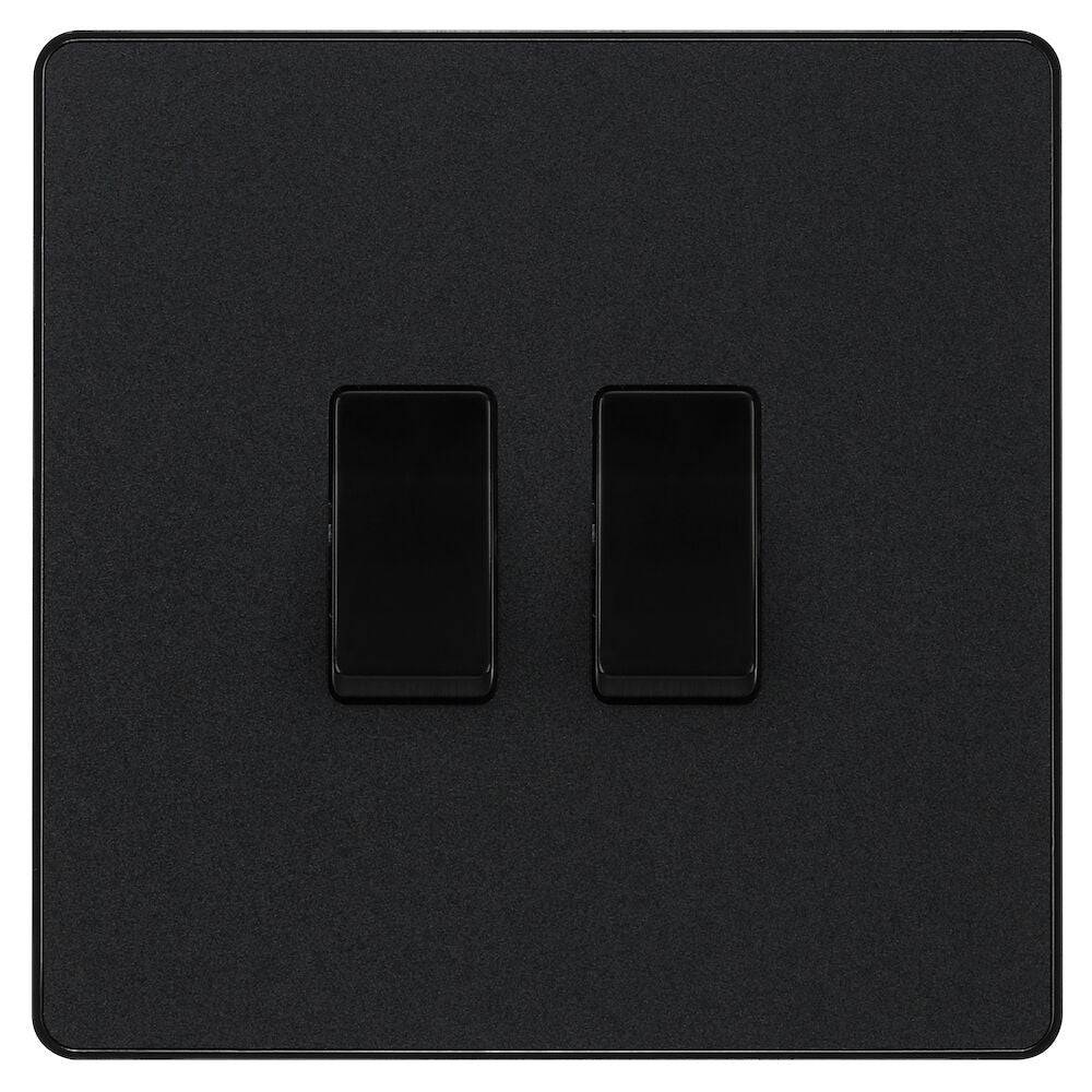BG Evolve Polycarbonate Matt Black 2G Light Switch PCDMB42B | The