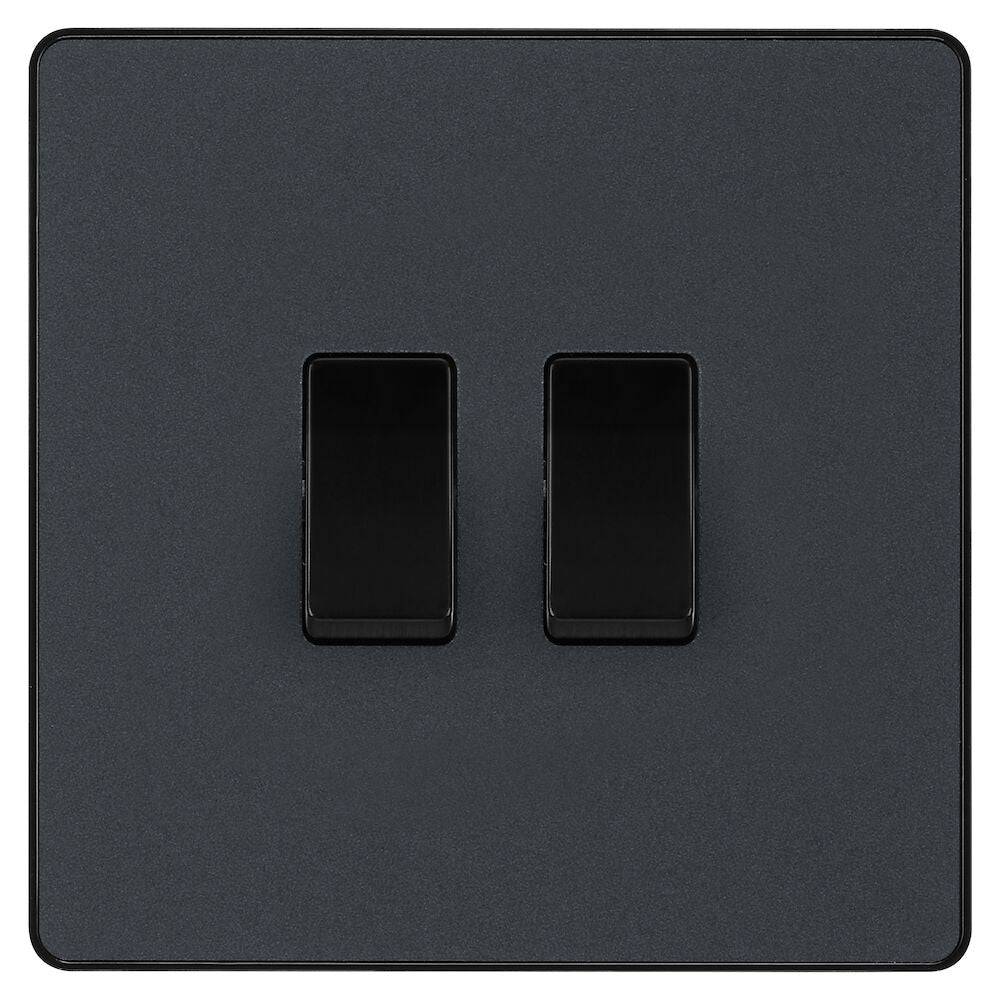 Evolve Polycarbonate Matt Grey 2G Light Switch PCDMG42B - The Switch Depot