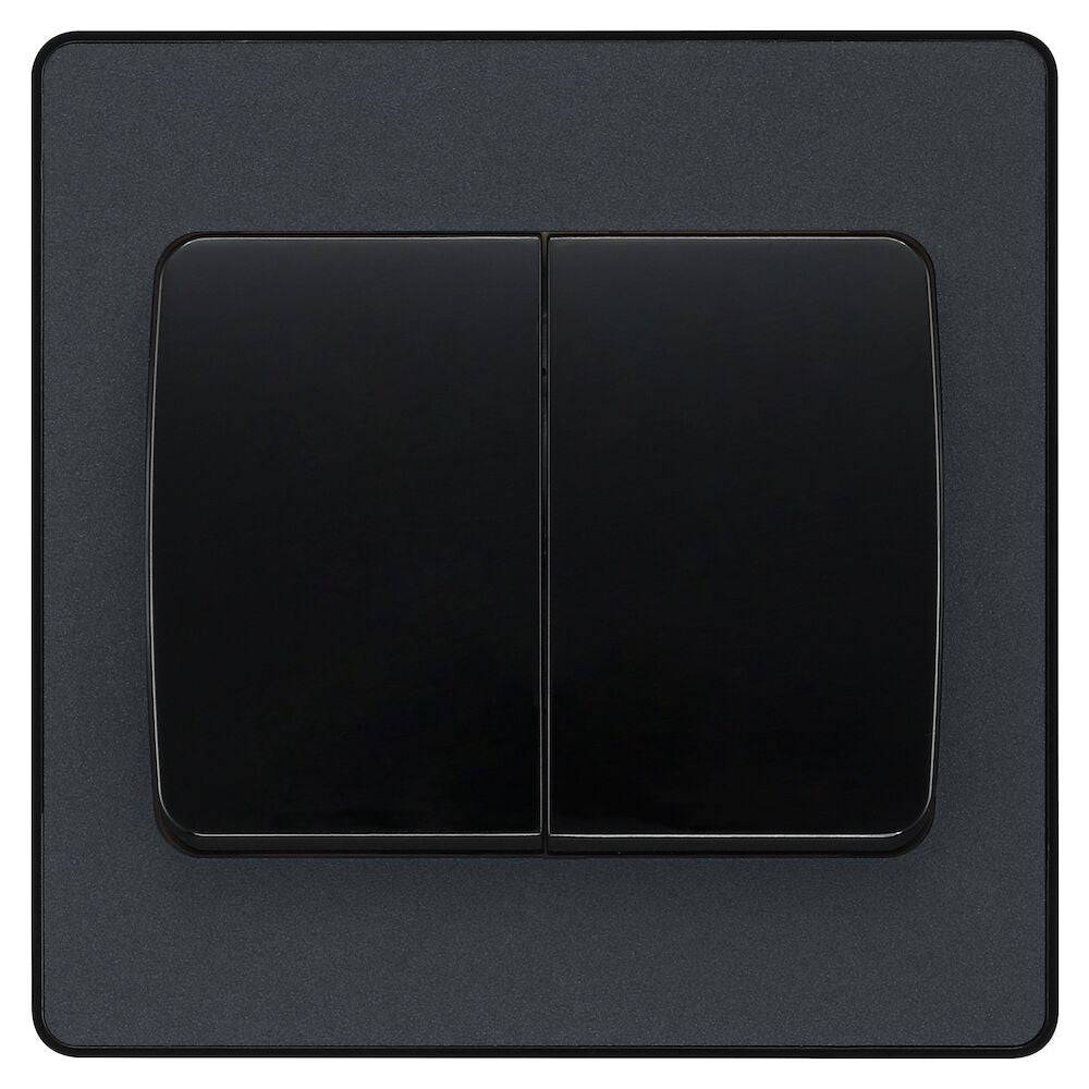 Evolve Polycarbonate Matt Grey 2G Wide Rocker Light Switch PCDMG42WB - The Switch Depot