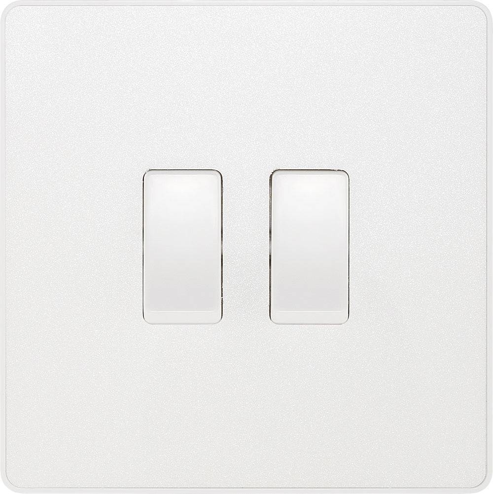 Evolve Polycarbonate Pearlescent White 2G Light Switch PCDCL42W - The Switch Depot