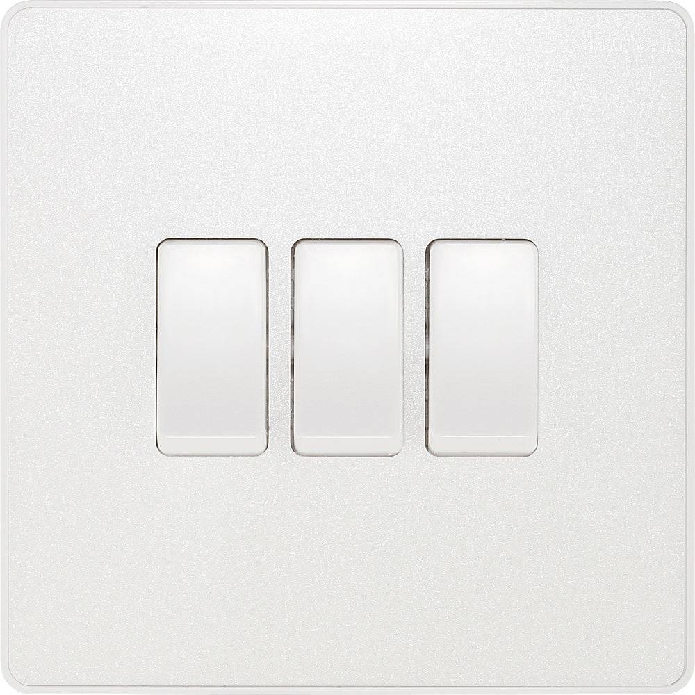 Evolve Polycarbonate Pearlescent White 3G Light Switch PCDCL43W - The Switch Depot
