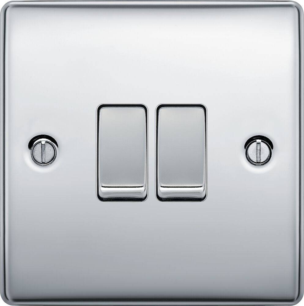 Nexus Metal Polished Chrome 2G Light Switch NPC42 - The Switch Depot