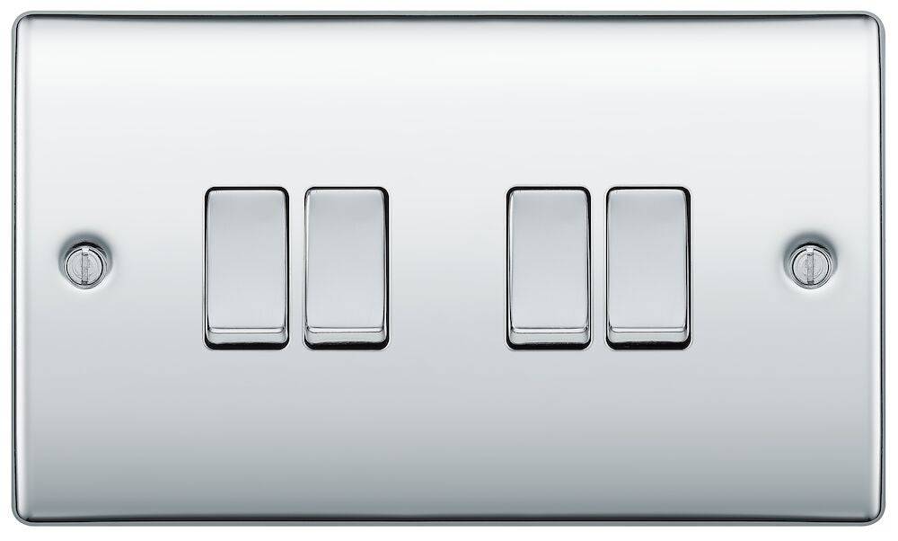Nexus Metal Polished Chrome 4G Light Switch NPC44 - The Switch Depot