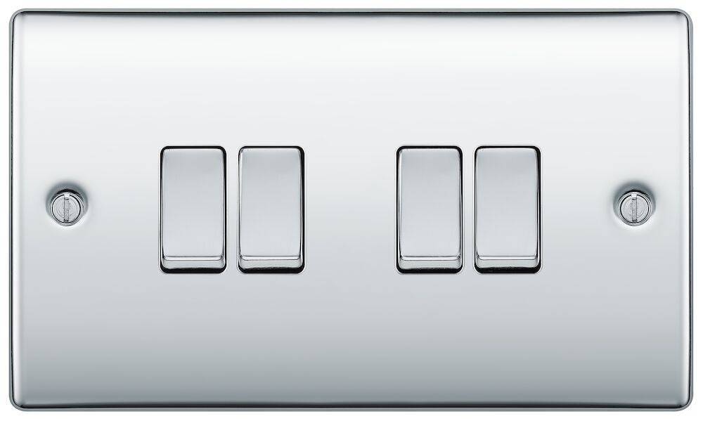 Nexus Metal Polished Chrome 4G Light Switch NPC44 - The Switch Depot