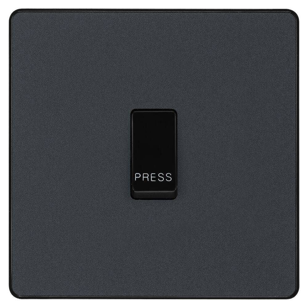 Evolve Polycarbonate Matt Grey Retractive Switch Marked Press PCDMG14B - The Switch Depot