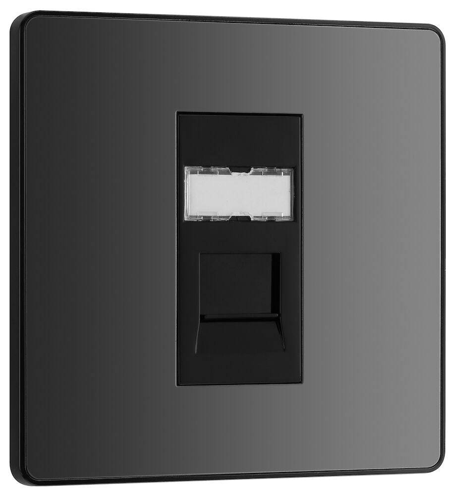 Evolve Polycarbonate Black Chrome Cat5e Data Outlet Socket PCDBCRJ451B - The Switch Depot