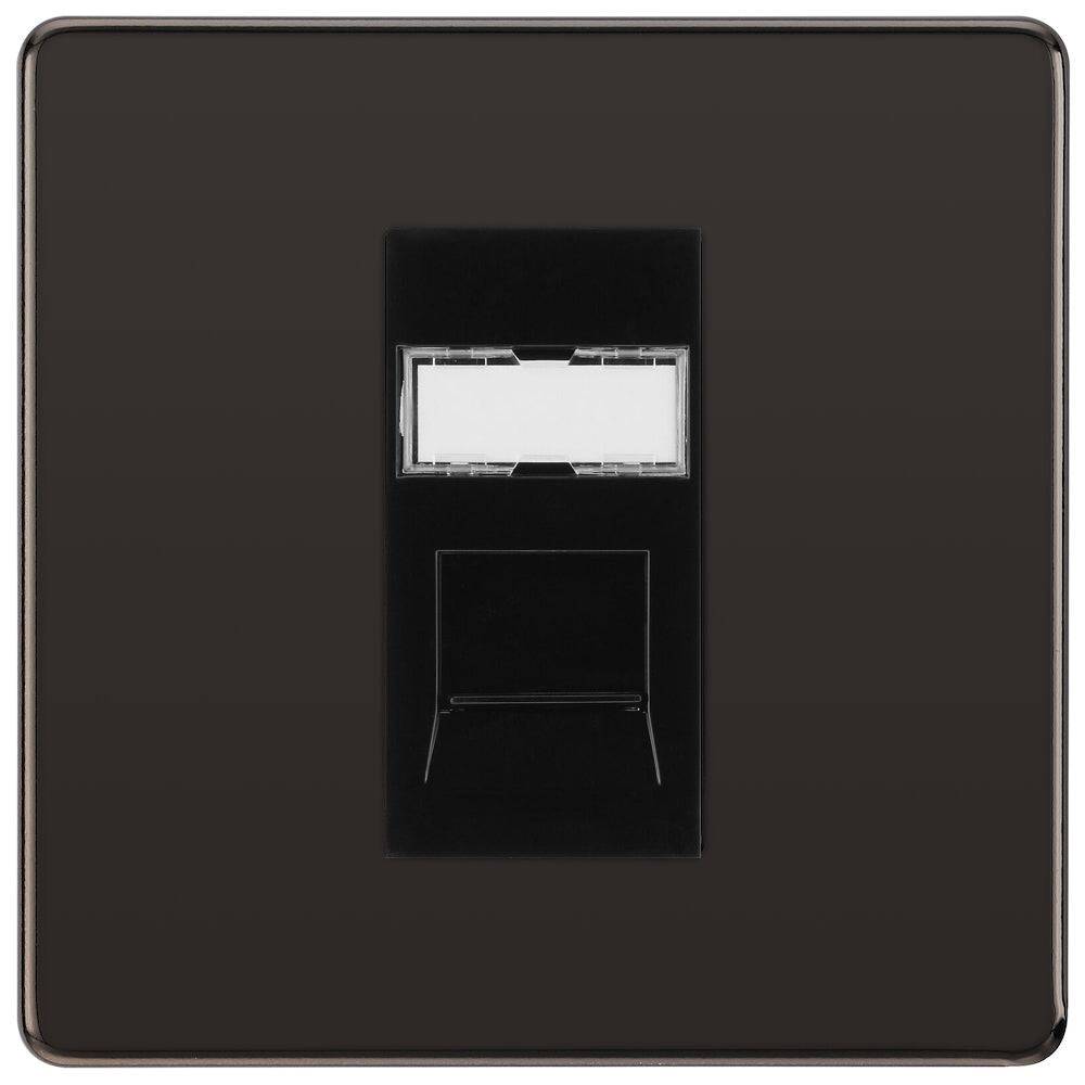BG Screwless Black Nickel Cat6 Data Outlet Socket FBNRJ4516B - The Switch Depot