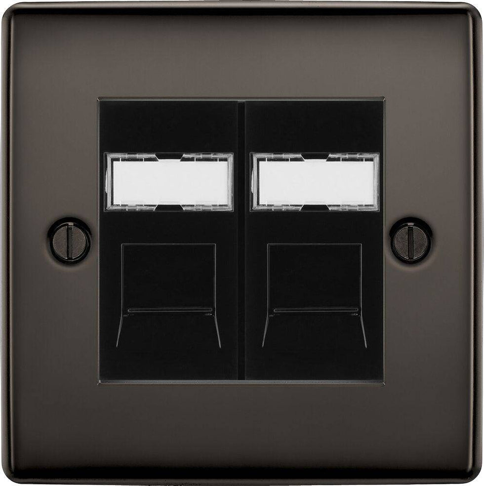 Nexus Metal Black Nickel Double Cat5e Data Outlet Socket NBNRJ452B ...