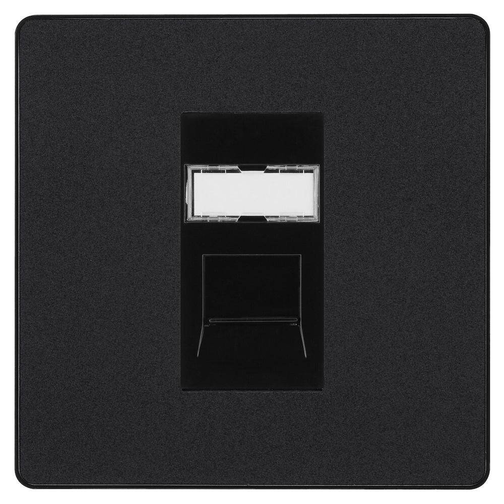 Evolve Polycarbonate Matt Black Cat6 Data Outlet Socket PCDMBRJ4516B - The Switch Depot