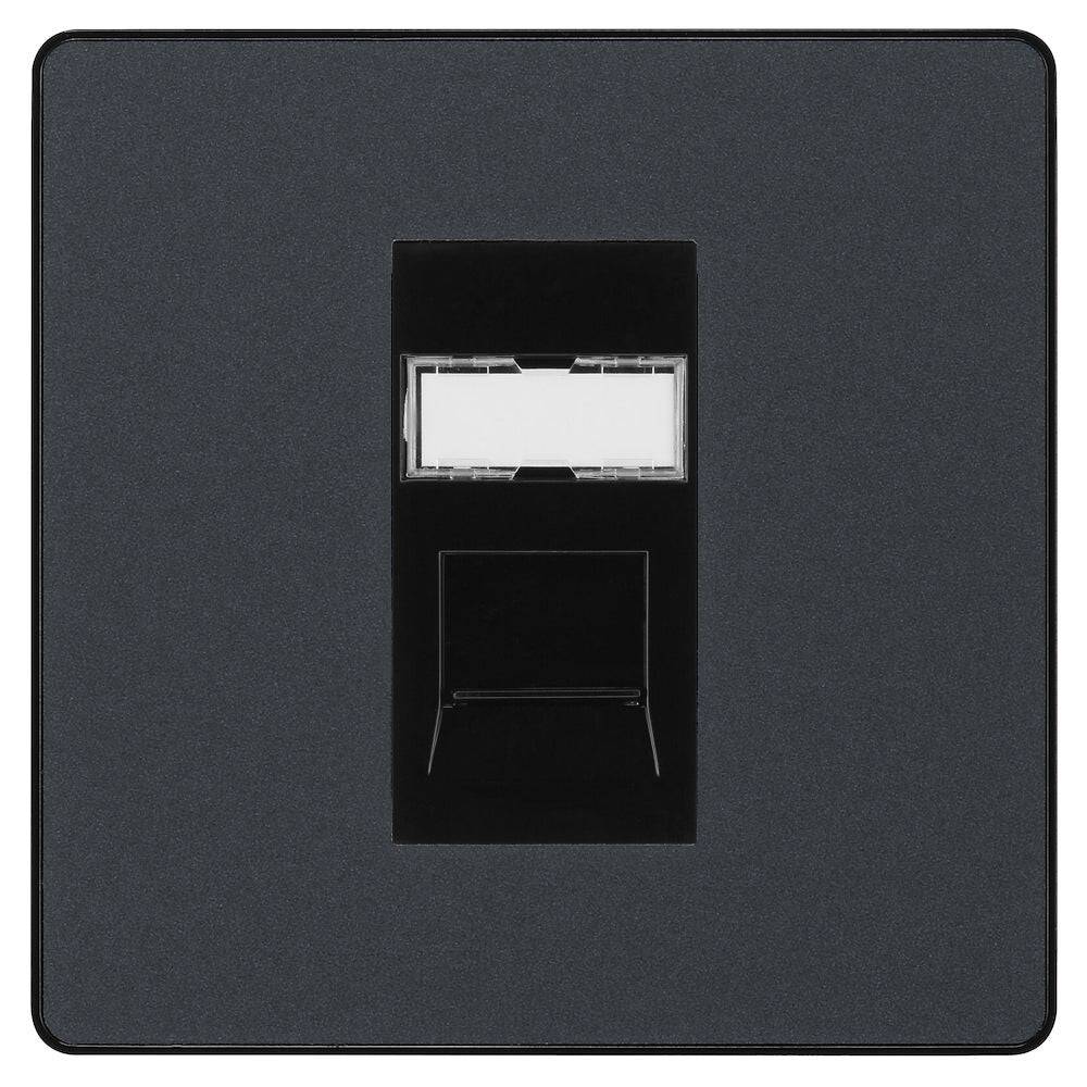 Evolve Polycarbonate Matt Grey Cat5e Data Outlet Socket PCDMGRJ451B - The Switch Depot