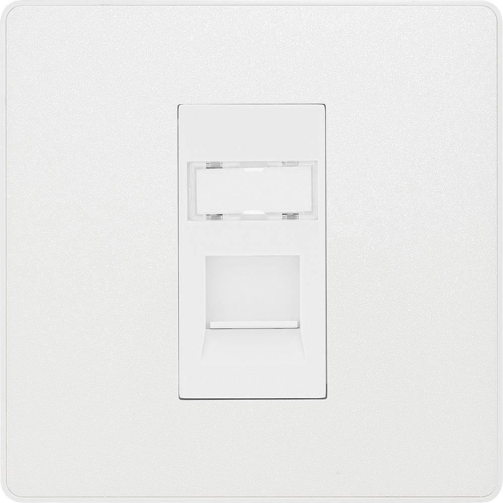 Evolve Polycarbonate Pearlescent White Cat5e Data Outlet Socket PCDCLRJ451W - The Switch Depot