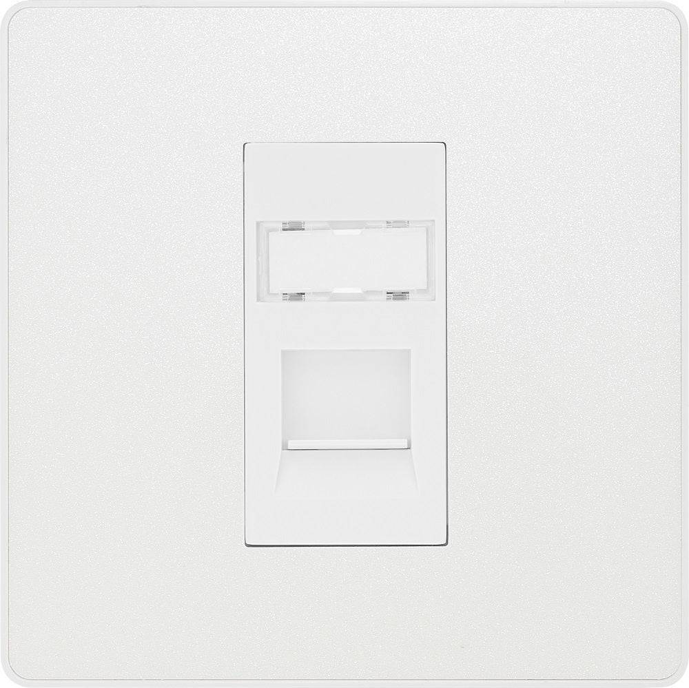 Evolve Polycarbonate Pearlescent White Cat6 Data Outlet Socket PCDCLRJ4516W - The Switch Depot