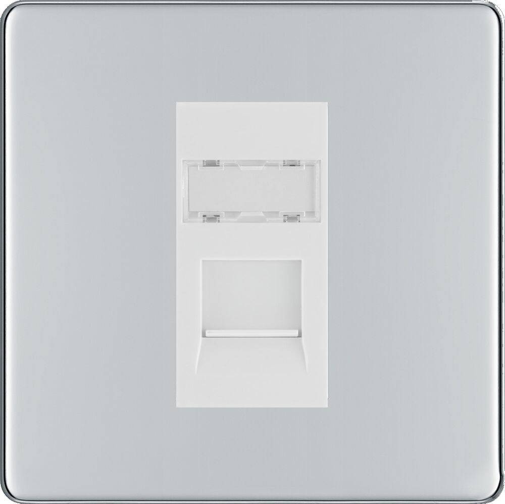 Data Socket Reverse BG Screwless Polished Chrome Cat6 Data Outlet Socket FPCRJ4516W | The ...