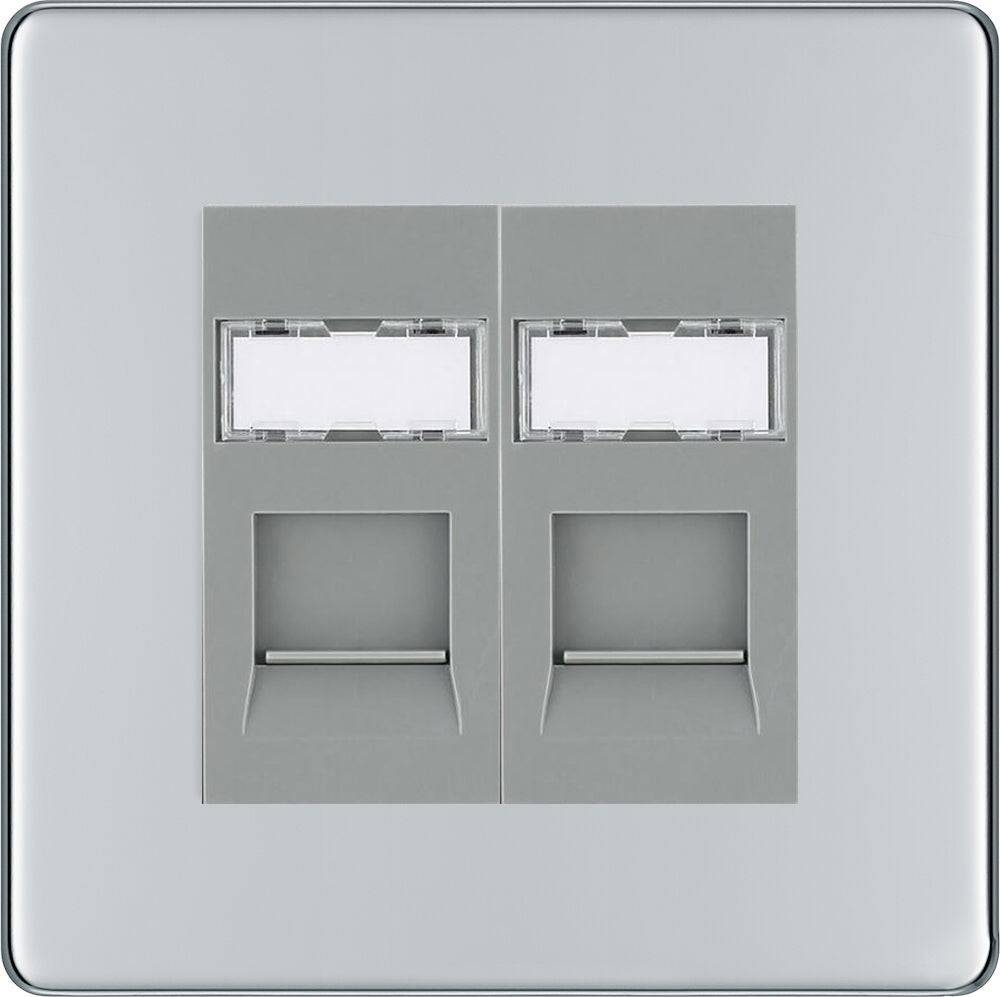 BG Screwless Polished Chrome Double Cate5e Data Outlet Socket FPCRJ452G - The Switch Depot