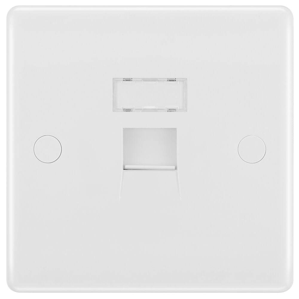 BG Moulded White PVC Cat5e Data Outlet Socket 8RJ45/1 - The Switch Depot