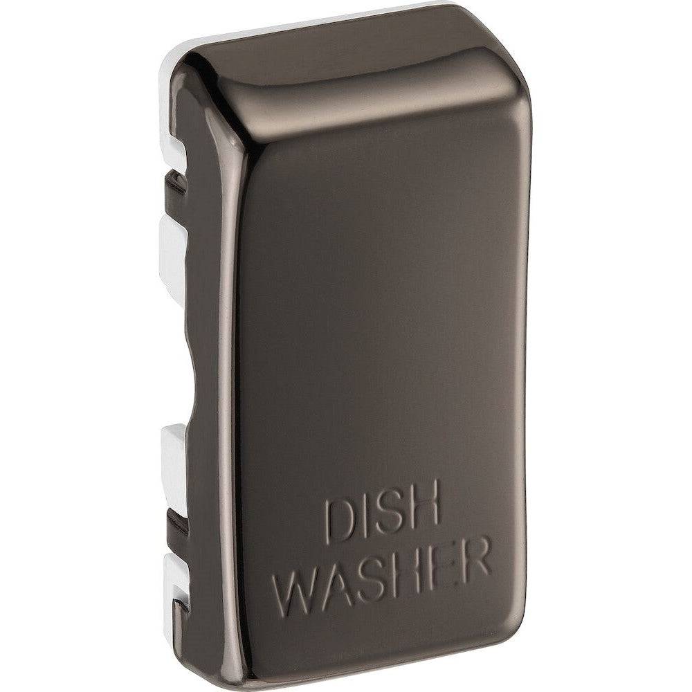 BG Black Nickel Engraved 'Dishwasher' Grid Rocker Cap RRDWBN - The Switch Depot