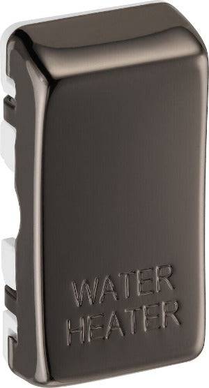 BG Black Nickel Engraved 'Water Heater' Grid Rocker Cap RRWHBN - The Switch Depot