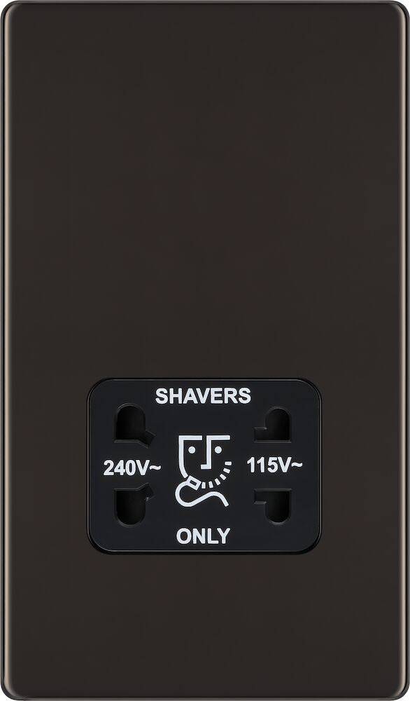 BG Screwless Black Nickel Shaver Socket FBN20B - The Switch Depot