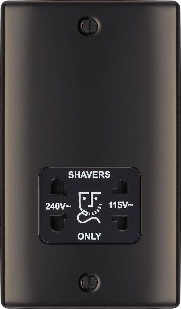 Nexus Metal Black Nickel Shaver Socket NBN20B - The Switch Depot