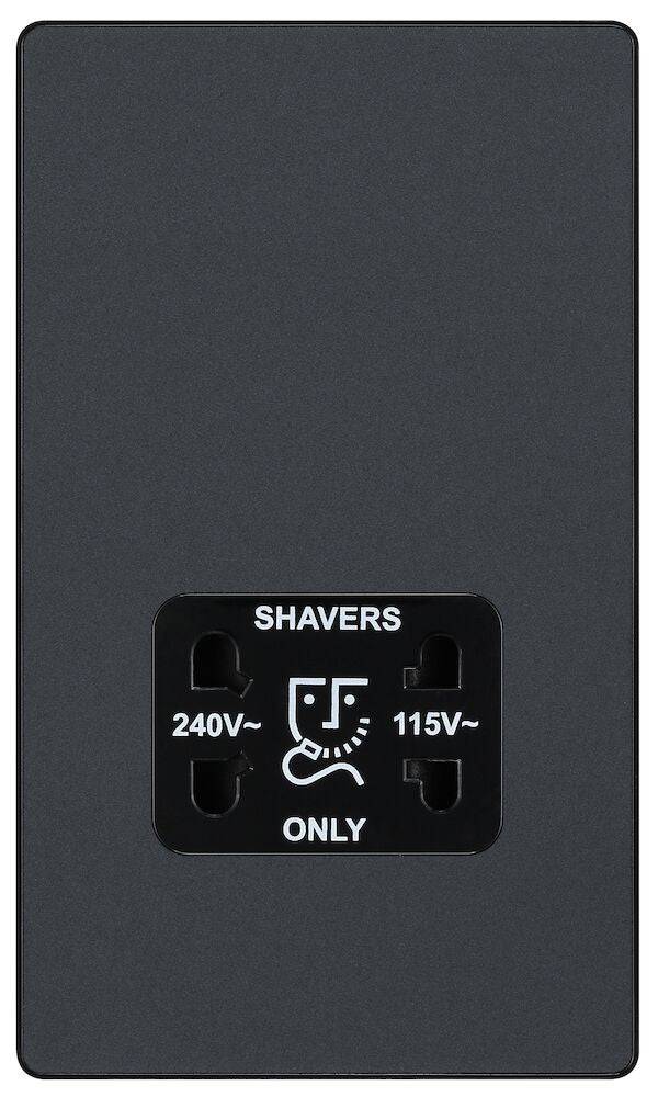 Evolve Polycarbonate Matt Grey Shaver Socket PCDMG20B - The Switch Depot