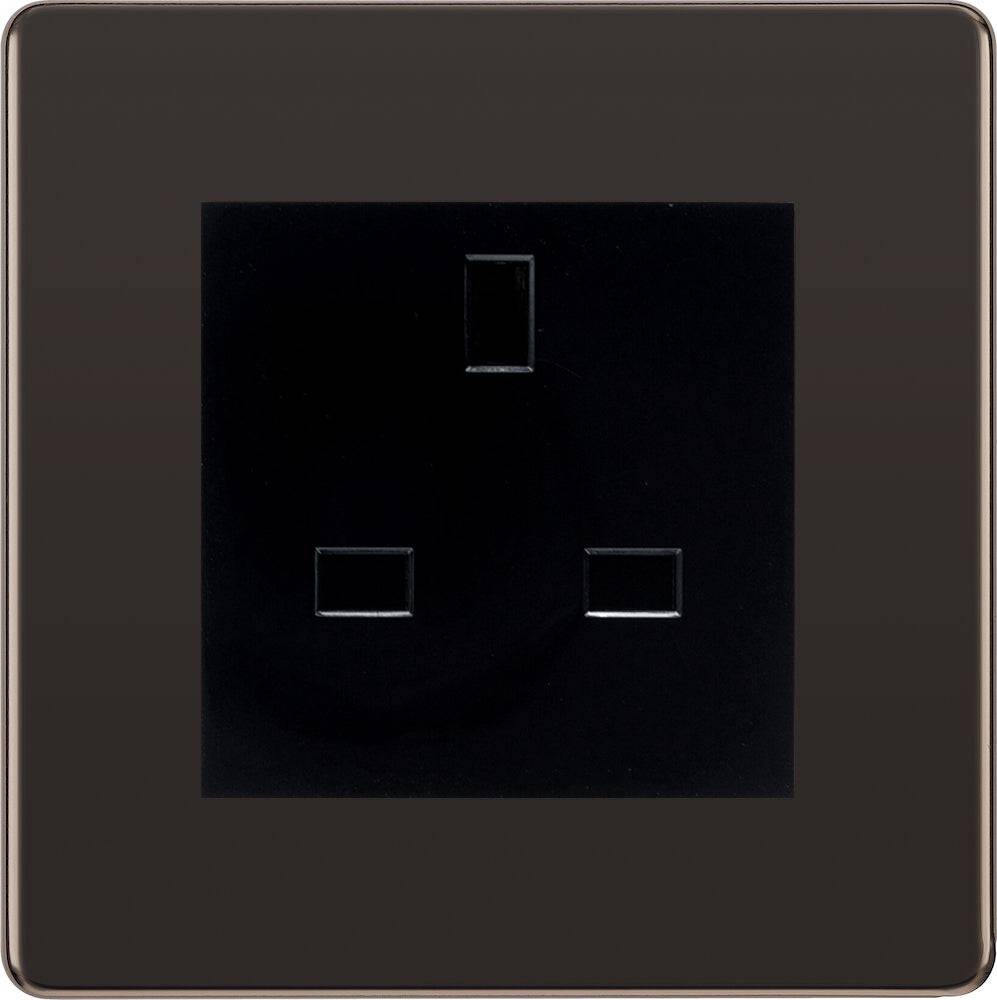 BG Screwless Black Nickel 13A Unswitched Socket FBNUSSB | The Switch Depot