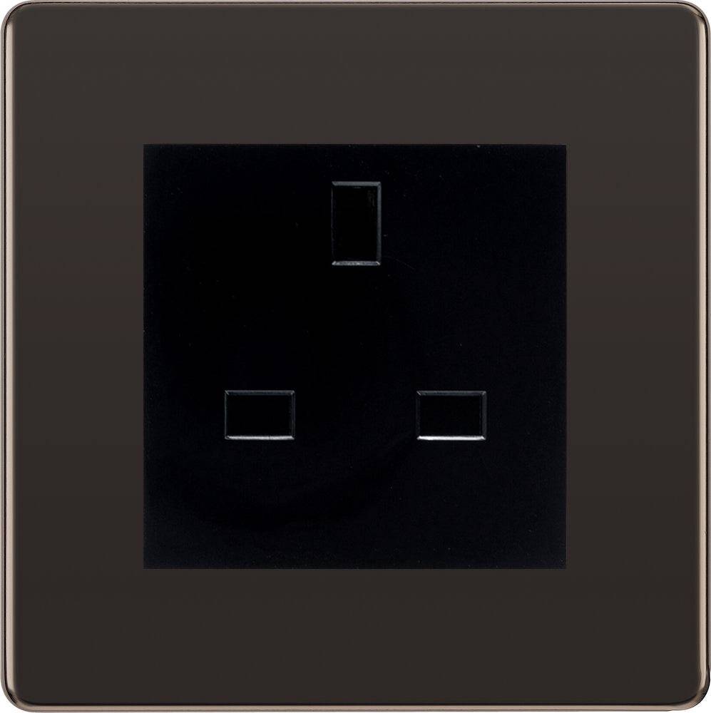 BG Screwless Black Nickel 13A Unswitched Socket FBNUSSB - The Switch Depot