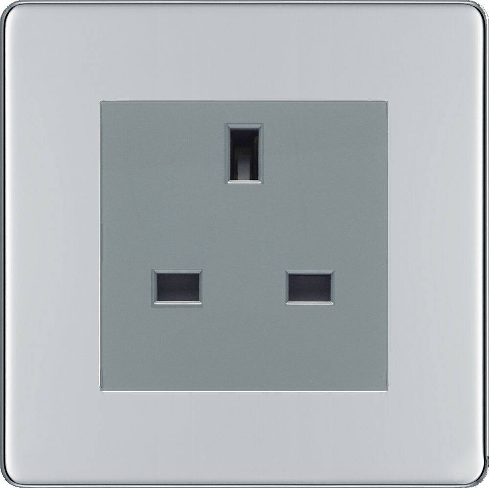 BG Screwless Polished Chrome 13A Unswitched Socket FPCUSSG - The Switch Depot