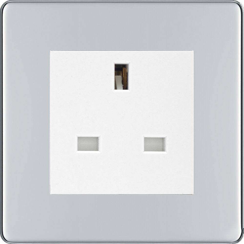 BG Screwless Polished Chrome 13A Unswitched Socket FPCUSSW - The Switch Depot