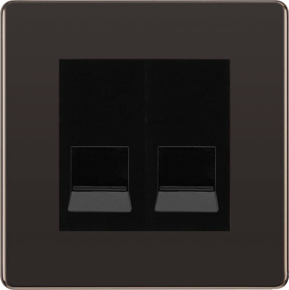 BG Screwless Black Nickel Double Master Telephone Socket FBNBTM2B - The Switch Depot