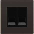 BG Screwless Black Nickel Double Slave Telephone Socket FBNBTS2B - The Switch Depot