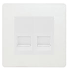 Evolve Polycarbonate Pearlescent White Double Master Telephone Socket PCDCLBTM2W - The Switch Depot