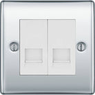 Nexus Metal Polished Chrome Double Slave Telephone Socket NPCBTS2W - The Switch Depot