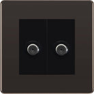 BG Screwless Black Nickel Double Satellite Socket FBN642B - The Switch Depot