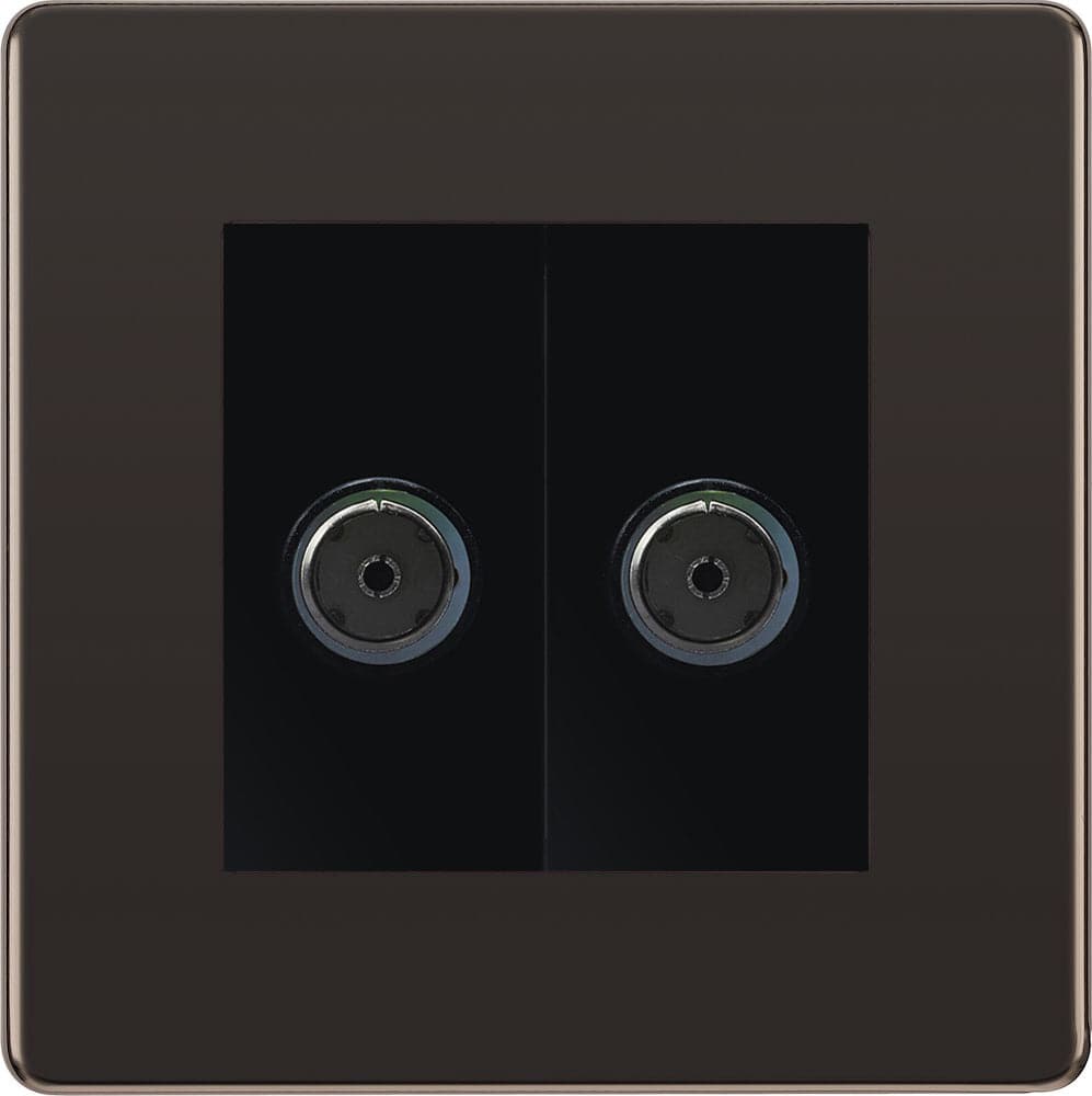 BG Screwless Black Nickel Double TV Socket FBN61B - The Switch Depot