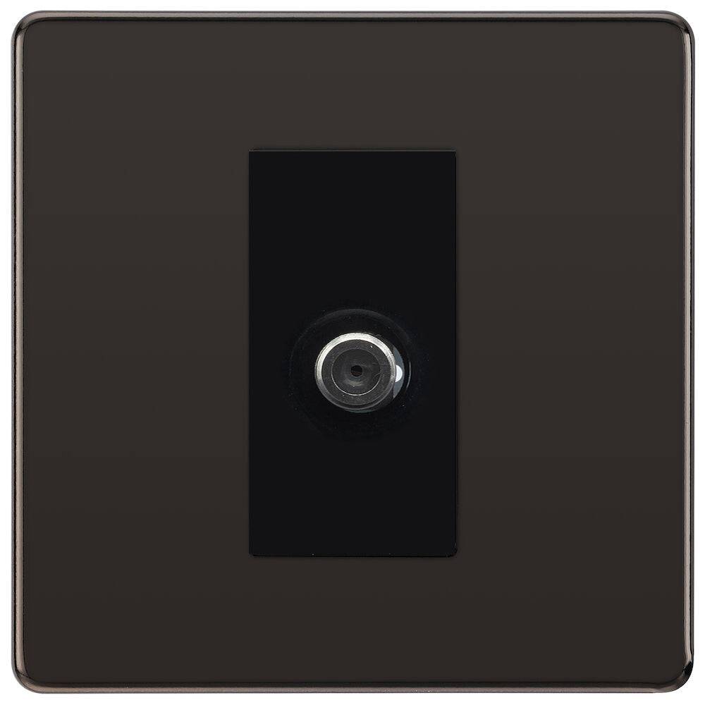 BG Screwless Black Nickel Satellite Socket FBN64B - The Switch Depot