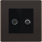 BG Screwless Black Nickel TV and Satellite Socket FBN65B - The Switch Depot