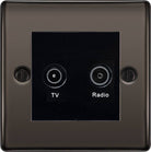 Nexus Metal Black Nickel Diplex TV Socket NBN66B - The Switch Depot
