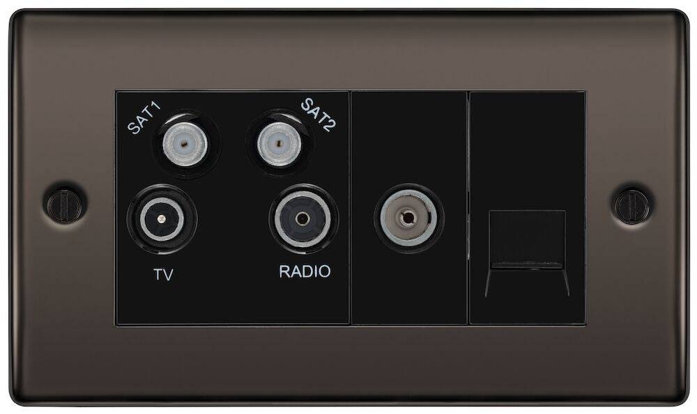 Nexus Metal Black Nickel Quadplex Combination TV Socket NBN69B | The ...