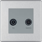 BG Screwless Brushed Steel Diplex TV Socket FBS66G - The Switch Depot