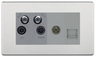 BG Screwless Brushed Steel Quadplex Combination TV Socket FBS69G - The Switch Depot