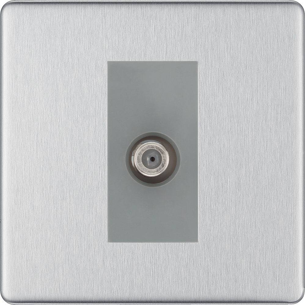 BG Screwless Brushed Steel Satellite Socket FBS64G - The Switch Depot