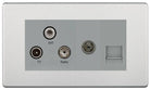 BG Screwless Brushed Steel Triplex Combination TV Socket FBS68G - The Switch Depot